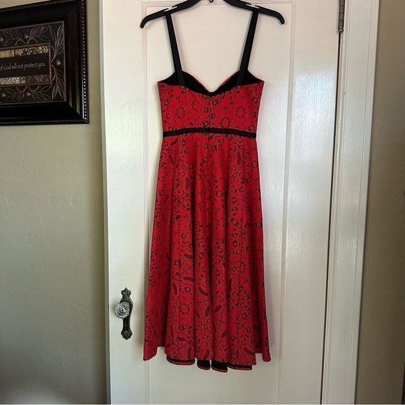 ASOS Dress Spaghetti Strap Red Floral Corset Bodice Sz 0 - Picture 3 of 11